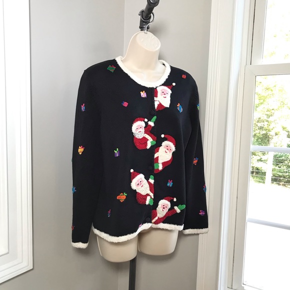 Vintage Michael Simon Christmas Cardigan ~ Women’s Large - Picture 2 of 12